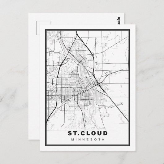 St. Cloud Map Briefkaart (Voorkant / Achterkant)