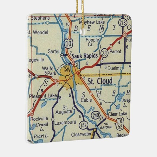 St. Cloud MN  Map Keramisch Ornament (Rechts)