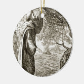 St. Columba verandert bittere vruchten in zoet, va Keramisch Ornament (Links)