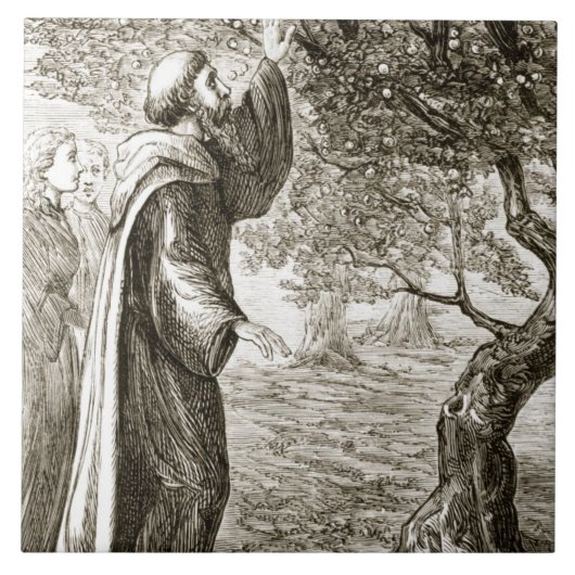 St. Columba verandert bittere vruchten in zoet, va Tegeltje (Voorkant)