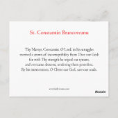 St. Constantin Brancoveanu Prayer Card Briefkaart (Achterkant)