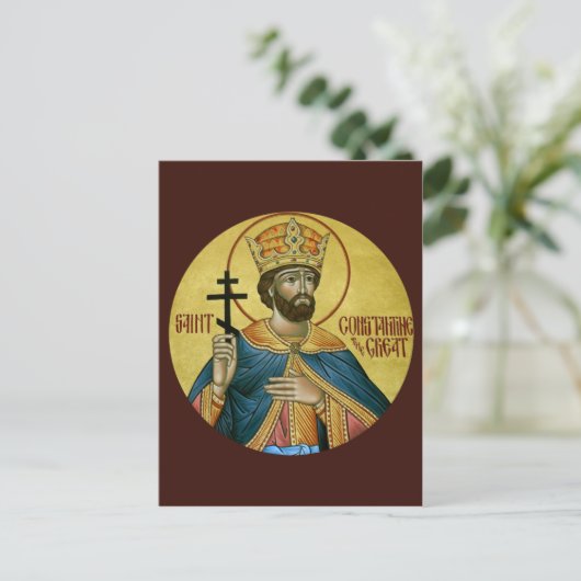 St. Constantine de Grote Prayer Card Briefkaart (Staand voorkant)
