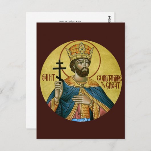 St. Constantine de Grote Prayer Card Briefkaart (Voorkant / Achterkant)
