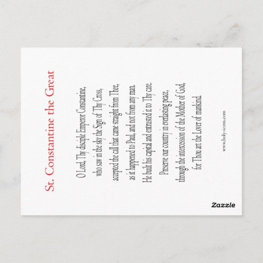 St. Constantine de Grote Prayer Card Briefkaart (Achterkant)