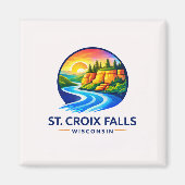 St. Croix Falls Wisconsin Schitterende Rivier & Kl Magneet (Voorkant)
