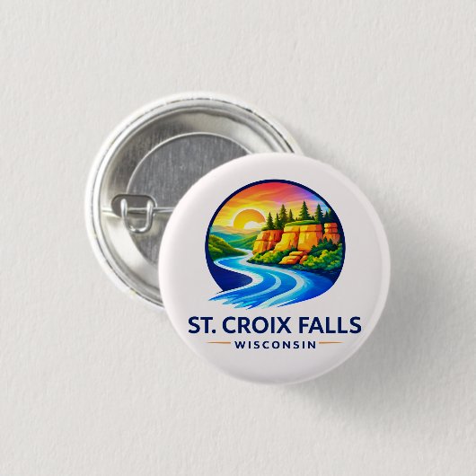 St. Croix Falls Wisconsin Schitterende Rivier & Kl Ronde Button 3,2 Cm (Voorkant /achterkant)