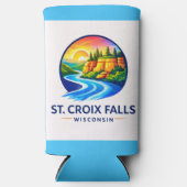 St. Croix Falls Wisconsin Schone Rivier & Kliffen Seltzer Blikjeskoeler (Voorkant)