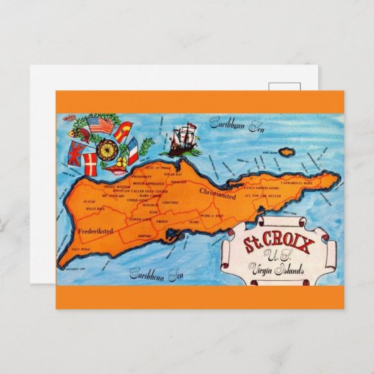 St Croix Kaart Ansichtkaart (Voorkant / Achterkant)