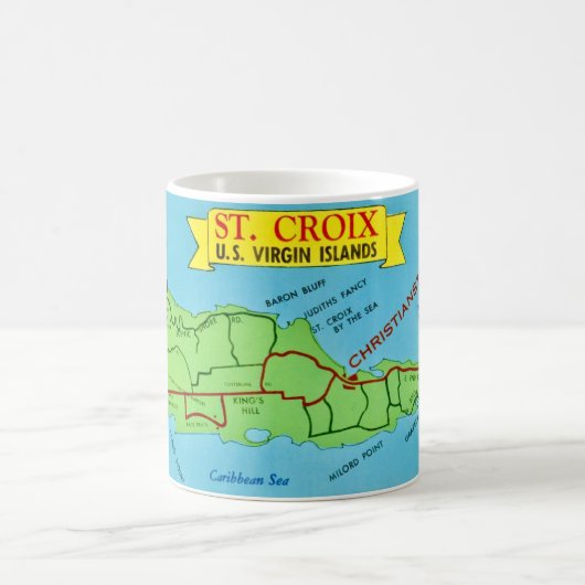 St Croix Kaart Ansichtkaart Blauwe Mok (Center)