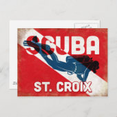 St. Croix Scuba Diver - Blue Retro Briefkaart (Voorkant / Achterkant)