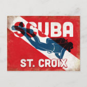 St. Croix Scuba Diver - Blue Retro Briefkaart (Voorkant)