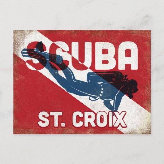 St. Croix Scuba Diver - Blue Retro Briefkaart (Voorkant)