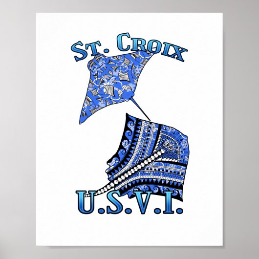 St Croix U V.I. Vacation Tribal Stingray Ocean Poster (Voorkant)