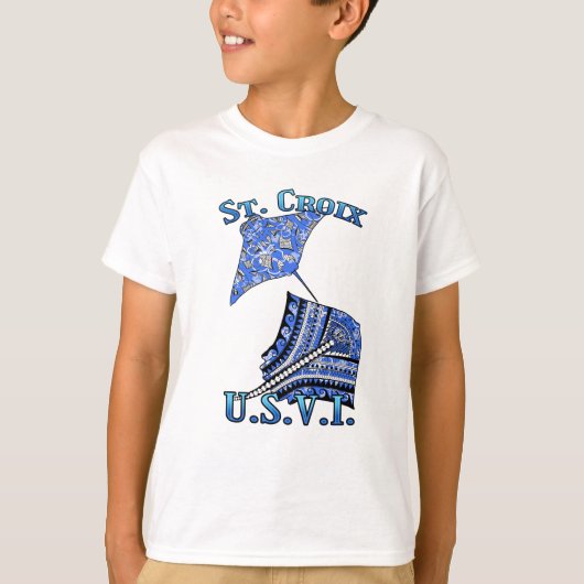 St Croix U V.I. Vacation Tribal Stingray Ocean T-shirt (Voorkant)