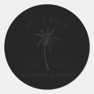 St Croix USVI Beach Palm Tree Nieuwigheid Ronde Sticker