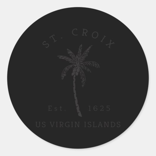St Croix USVI Beach Palm Tree Nieuwigheid Ronde Sticker (Voorkant)
