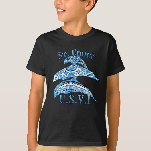 St. Croix USVI Vacation Tribal Dolphins T-shirt (Voorkant)