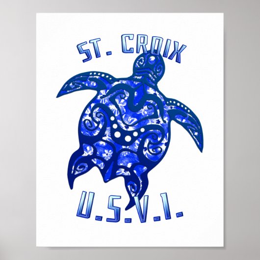 St Croix USVI Vacation Tribal Turtle Poster (Voorkant)
