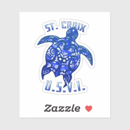 St Croix USVI Vacation Tribal Turtle Sticker (Vel)