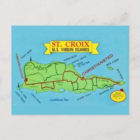 St Croix Vintage Ansichtkaart Briefkaart (Voorkant)