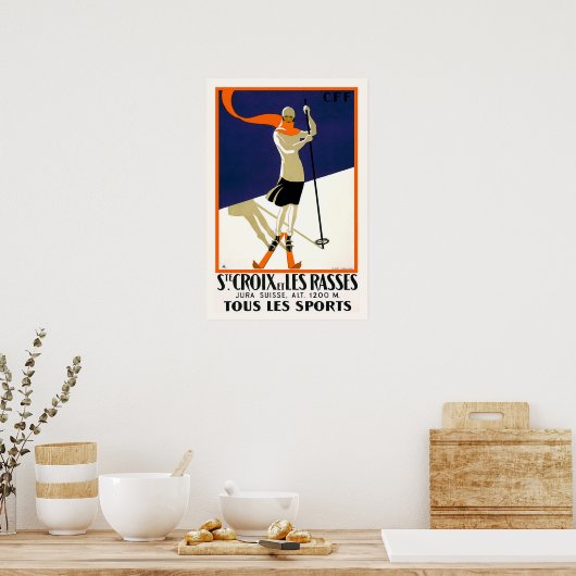 St. Croix Zwitserland Skiing Poster (Keuken)