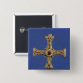 St. Cuthbert's Cross Vierkante Button 5,1 Cm (Voorkant /achterkant)