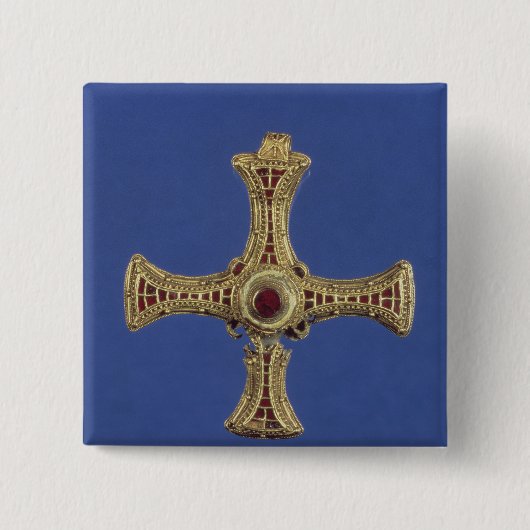 St. Cuthbert's Cross Vierkante Button 5,1 Cm (Voorkant)
