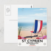 St Cyprien, Roussillon Frankrijk reisposter Briefkaart (Voorkant / Achterkant)