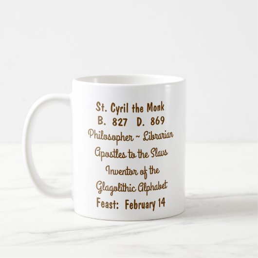 St. Cyril de Monnik (M 002) Koffie Mok #1c (Links)