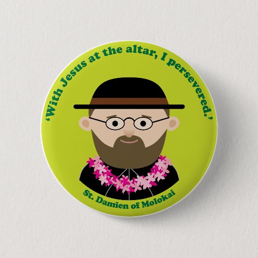 St. Damien van Molokai Ronde Button 5,7 Cm (Voorkant)