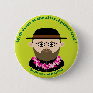 St. Damien van Molokai Ronde Button 5,7 Cm