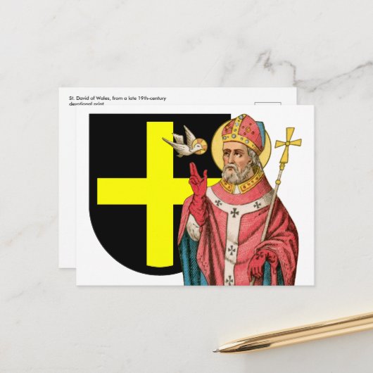 St. David of Wales (P 001) en Zijne Schildwacht Br Briefkaart (Voorkant / Achterkant in situ)