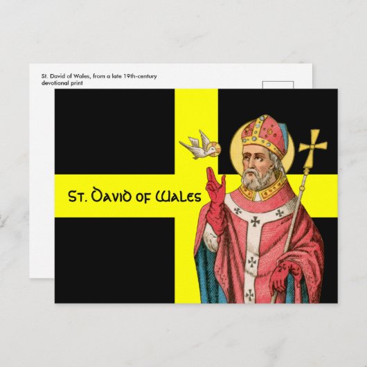 St. David of Wales (P 001) en Zijne vlag Briefkaart (Voorkant / Achterkant)