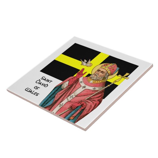 St. David of Wales (P 001) en Zijne vlag Tegeltje (Zijkant)