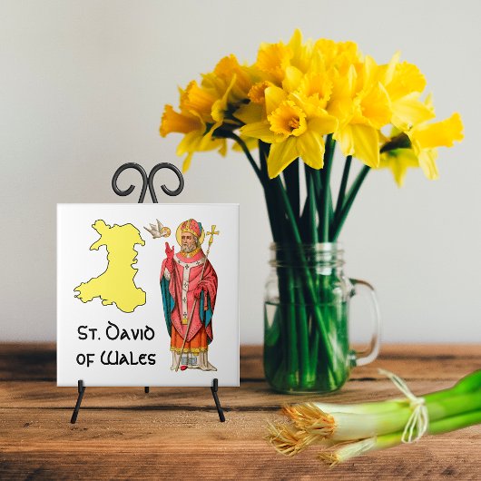 St. David of Wales (P 001) met overzicht Map Tegeltje