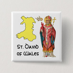 St. David of Wales (P 001) met overzicht Map Vierkante Button 5,1 Cm