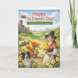 St David’s Day Card – Welsh Greeting Card Kaart