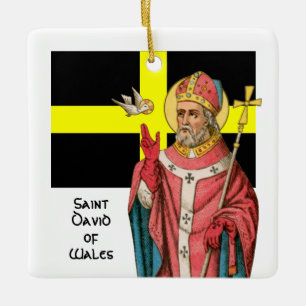St. David van Wales (P 001), zijn vlag en prei Keramisch Ornament