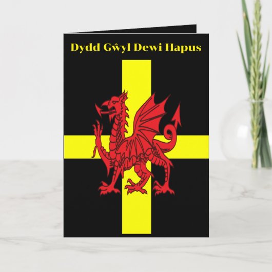 St Davids Cross And Welsh Dragon Heraldry Design Kaart (Voorkant)