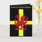 St Davids Cross And Welsh Dragon Heraldry Design Kaart (Gele Bloem)