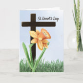 St Davids Day Daffodil Over Cross Kaart (Voorkant)