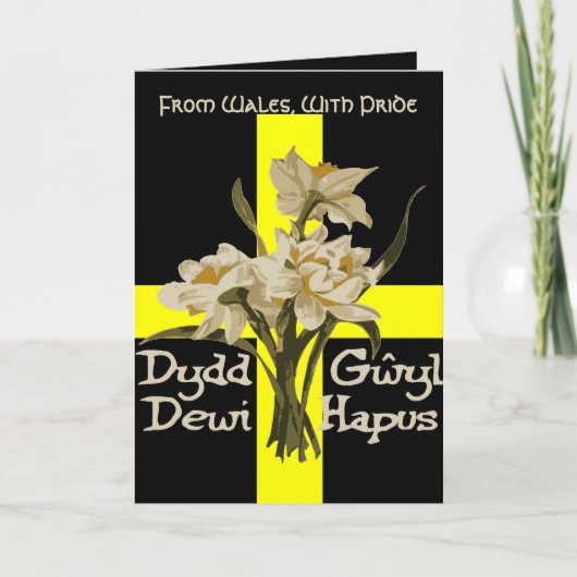St Davids Day Daffodils And Cross Kaart (Voorkant)