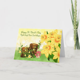 St. David's Day Groet met bos Planten en da Kaart