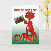 St. David's Day Kaart - Welsh Dragon Welsh Flag (Gele Bloem)