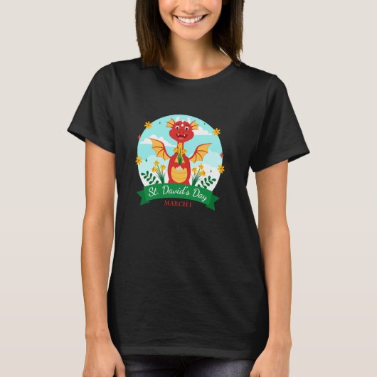 St Davids Day Wales Dydd Gwyl Dewi Cute Dragon Kid T-shirt (Voorkant)