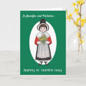 St David's Day, Welsh Costume, Card to Personalize Kaart (Gele Bloem)