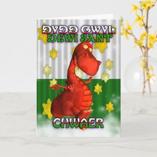 St. David's Day, Welsh Kaart, Dydd Gwyl Dewi Sant Kaart (Gele Bloem)