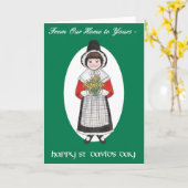 St David's Day, Welsh kostuum, ons huis voor jou Kaart (Gele Bloem)