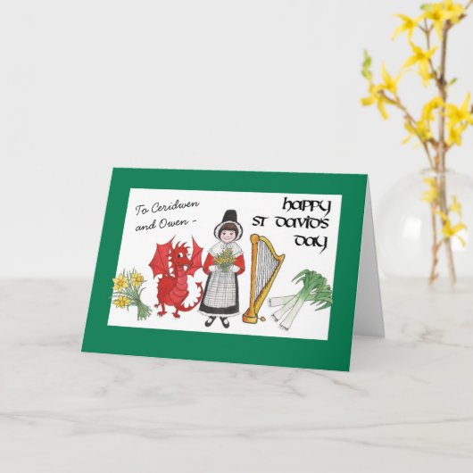 St David's Day Wenskaart om te personaliseren Kaart (Gele Bloem)