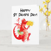 St David's Day Wenskaart: Schattigee rode draak Kaart (Gele Bloem)